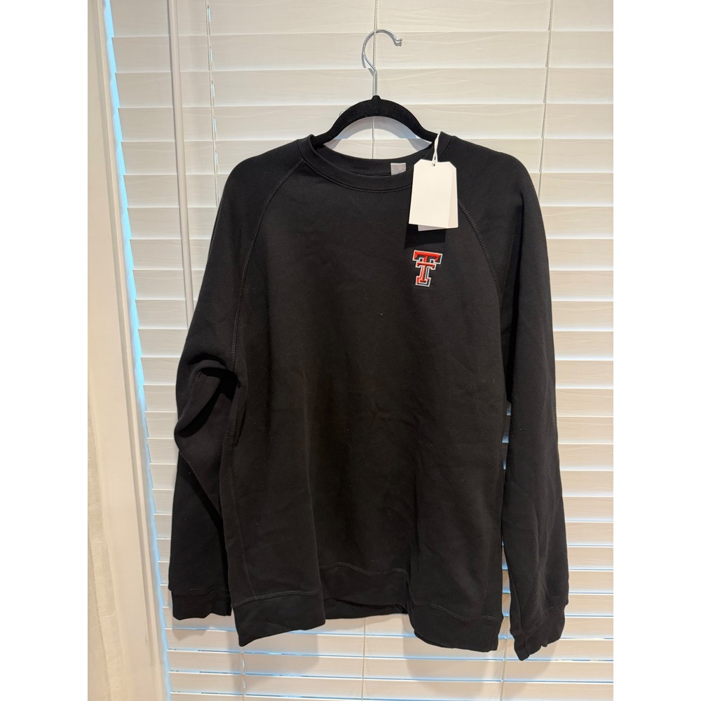 League 91 Texas Tech Red Raiders Black Raglan Sweatshirt Mens Large NWT